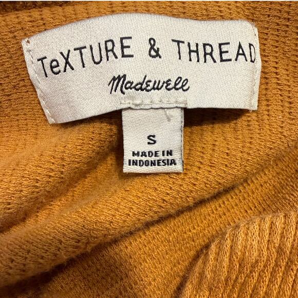 Madewell Texture Thread Seamed Henley Gold Burnt Orange Small Long Sleeve Fall - Picture 6 of 10